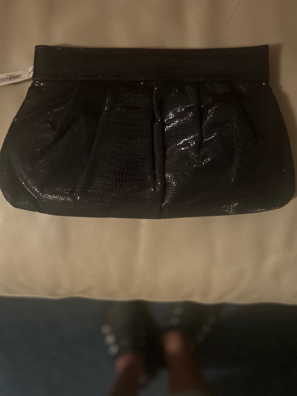 “SEND UR BEST REASONABLE OFFER” Carry A Soft & Black Shiny Sexy Textured Clutch😍
